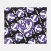 paarse witte teamkleuren meisjes Ik hou van volley Fleece Deken (Voorkant (Horizontaal))