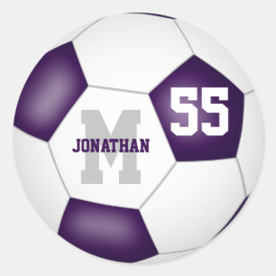 paarse witte teamkleuren voetbal gepersonaliseerd ronde sticker