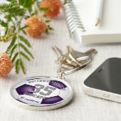 paarse witte teamspeler noemt meisjes voetbal sleutelhanger (Zijkant)