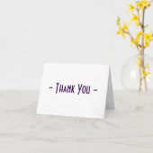 Paarse & witte tekst-gebaseerde gevouwen dank u kaart (Gele Bloem)