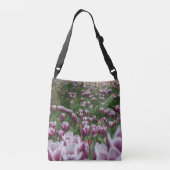 Paarse & Witte Tulpen Crossbody Bag Tas (Achterkant)