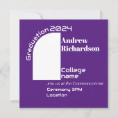 Paarse witte typografie boog afstuderen Platte Kaa Aankondiging (Voorkant)