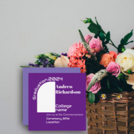 Paarse witte typografie boog afstuderen Platte Kaa Aankondiging