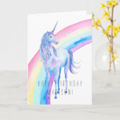 Paarse witte unicorn kaart (Gele Bloem)