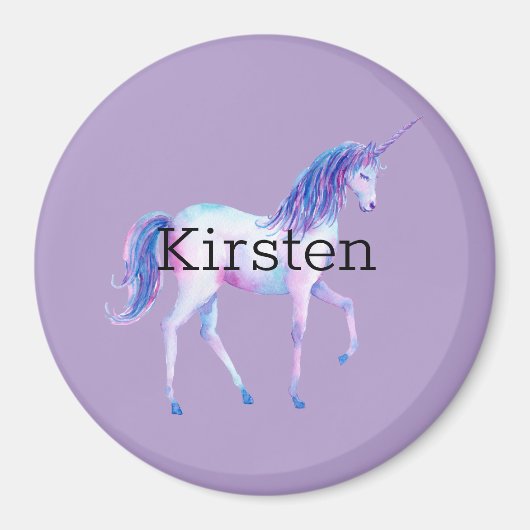 Paarse witte unicorn magneet (Voorkant)