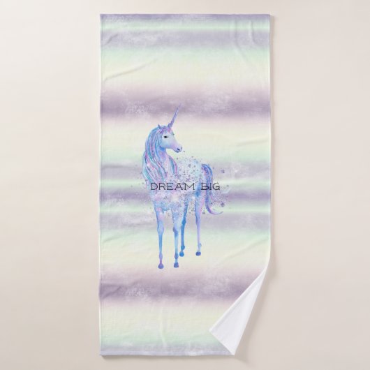 Paarse witte unicorn Sparkle Glitter Dream Badhanddoek (Badhanddoek)