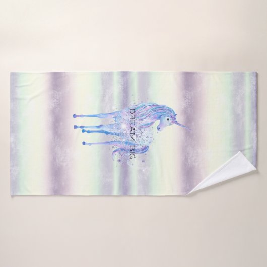 Paarse witte unicorn Sparkle Glitter Dream Badhanddoek (Badhanddoek)