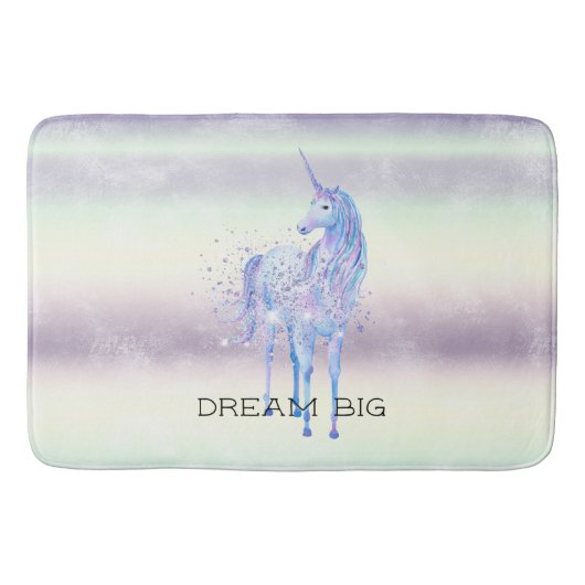 Paarse witte unicorn Sparkle Glitter Dream Badmat (Voorkant)
