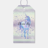 Paarse witte unicorn Sparkle Glitter Dream Cadeaulabel (Voorkant)