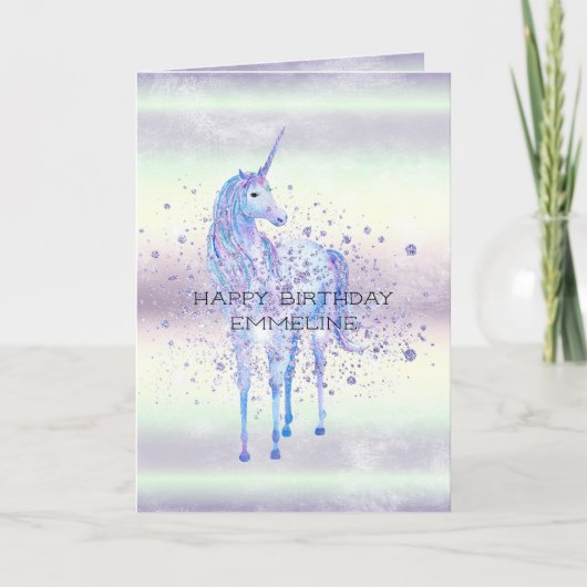Paarse witte unicorn Sparkle Glitter Dream Kaart (Voorkant)