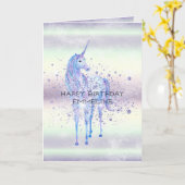 Paarse witte unicorn Sparkle Glitter Dream Kaart (Gele Bloem)