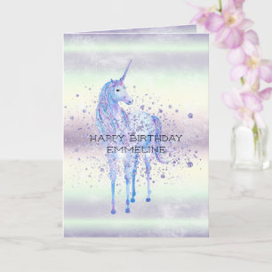 Paarse witte unicorn Sparkle Glitter Dream Kaart