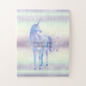 Paarse witte unicorn Sparkle Glitter Dream Legpuzzel (Verticaal)