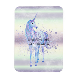 Paarse witte unicorn Sparkle Glitter Dream Magneet