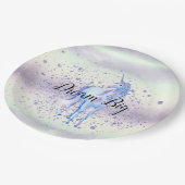 Paarse witte unicorn Sparkle Glitter Dream Papieren Bordje (Gekanteld)
