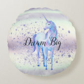 Paarse witte unicorn Sparkle Glitter Dream Rond Kussen (Voorkant)