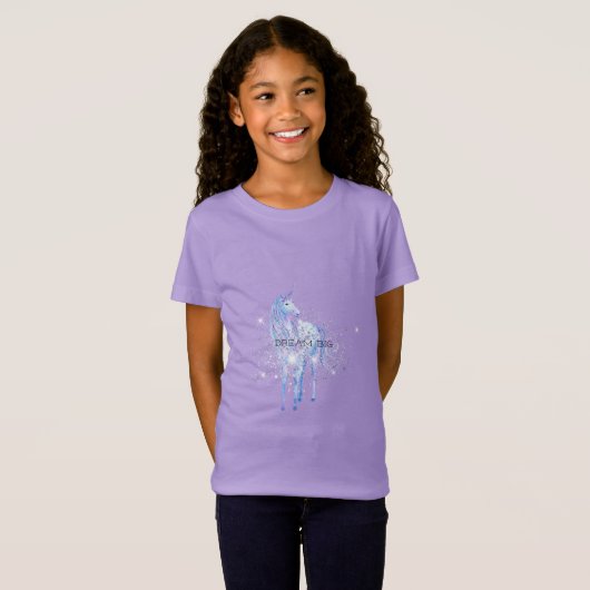 Paarse witte unicorn Sparkle Glitter Dream T-shirt (Voorkant volledig)