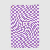 Paarse & Witte Verwrongen Geruite Checkerboard Golfhanddoek (Voorkant)