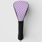 Paarse & Witte Verwrongen Geruite Checkerboard Golfheadcover (Voorkant)