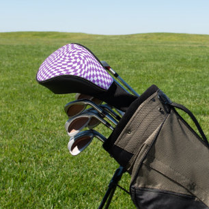 Paarse & Witte Verwrongen Geruite Checkerboard Golfheadcover