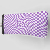 Paarse & Witte Verwrongen Geruite Checkerboard Golfheadcover (Voorkant)