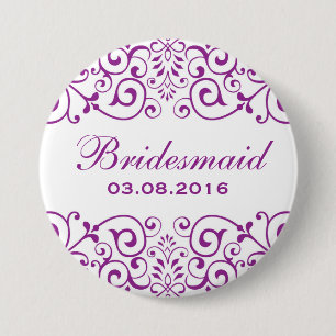 Paarse-witte Victoriaans ventilator Bridesmaïde B Ronde Button 7,6 Cm