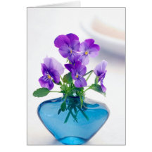 Paarse witte ViolasFlowers Blue Vase Floral