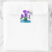Paarse witte    ViolasFlowers Blue Vase Floral Vierkante Sticker (Tas)