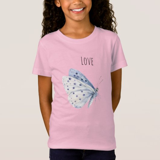 Paarse Witte Vlinder Liefde T-shirt (Voorkant)