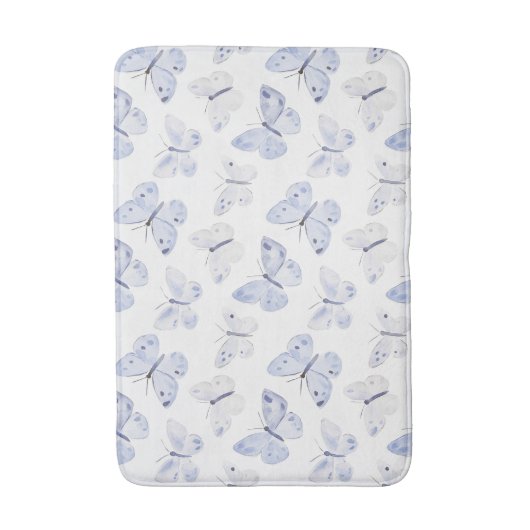 Paarse witte vlinders Badmat (Voorkant Verticaal)