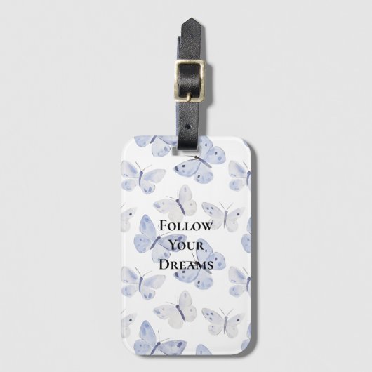 Paarse witte vlinders Bagagelabel (Voorkant (verticaal))