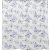 Paarse witte vlinders Douchegordijn (Voorkant)