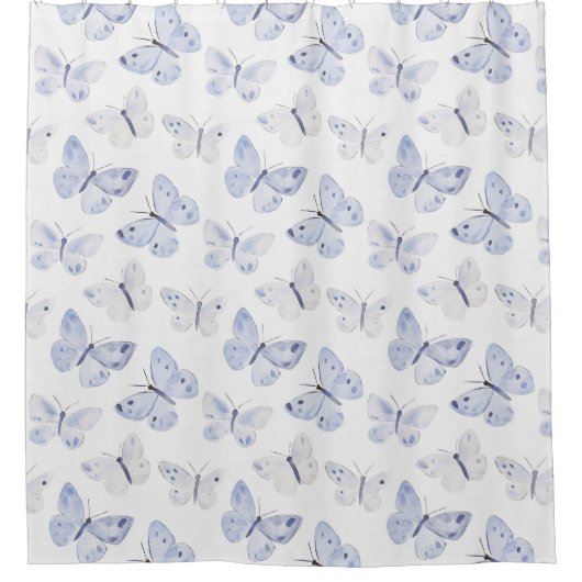  Paarse witte vlinders Douchegordijn (Voorkant)