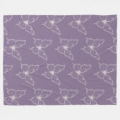 Paarse Witte Vlinders Fleece Deken (Voorkant (Horizontaal))