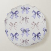  Paarse witte vlinders Rond Kussen (Achterkant)