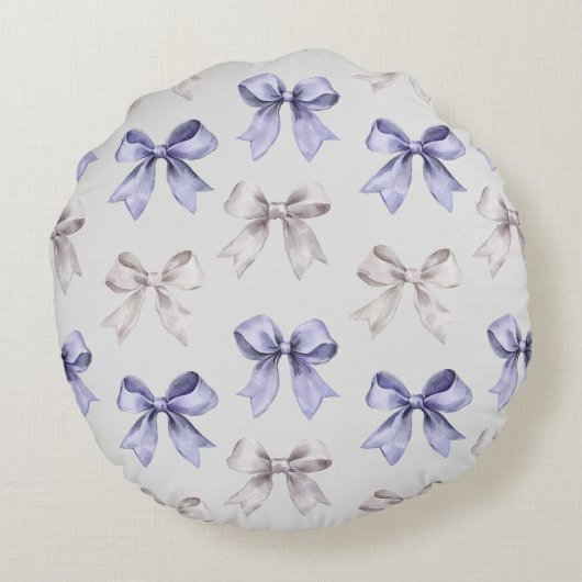  Paarse witte vlinders Rond Kussen (Achterkant)