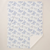 Paarse witte vlinders Sherpa Deken (Voorkant)