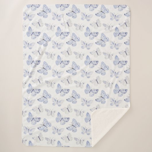 Paarse witte vlinders Sherpa Deken (Voorkant)