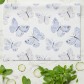 Paarse witte vlinders Theedoek (Gevouwen)