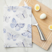 Paarse witte vlinders Theedoek (Quarter Fold)