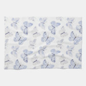 Paarse witte vlinders Theedoek (Horizontaal)