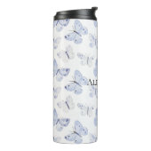 Paarse Witte Vlinders Verjaardag Thermosbeker (Gedraaid links)