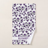paarse witte voetbal afstuderen gepersonaliseerd bad handdoek (Handdoek)