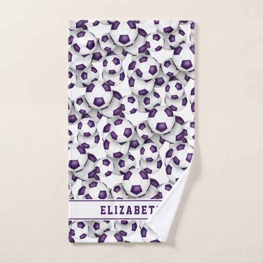 paarse witte voetbal afstuderen gepersonaliseerd bad handdoek (Handdoek)