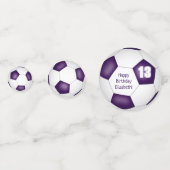 Paarse witte voetbal blowout verjaardagsfeestje confetti (Achterkanten)