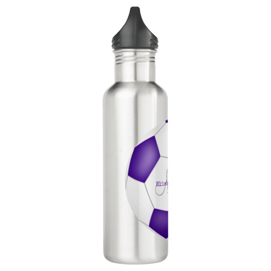 paarse witte voetbal meisjesnaam jersey nummer waterfles  (Links)