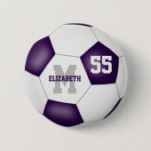 paarse witte voetbal team kleuren gepersonaliseerd ronde button 5,7 cm (Voorkant)