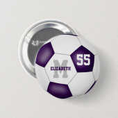 paarse witte voetbal team kleuren gepersonaliseerd ronde button 5,7 cm (Voorkant /achterkant)