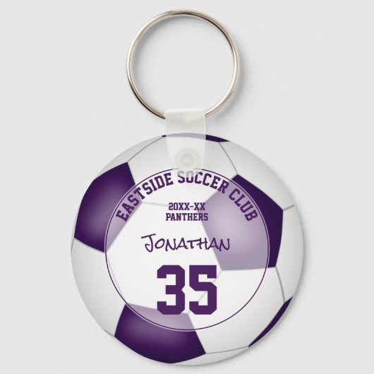 paarse witte voetbal team kleuren kinder sport ges sleutelhanger (Voorkant)
