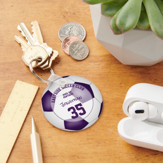 paarse witte voetbal team kleuren kinder sport ges sleutelhanger (Bureau)